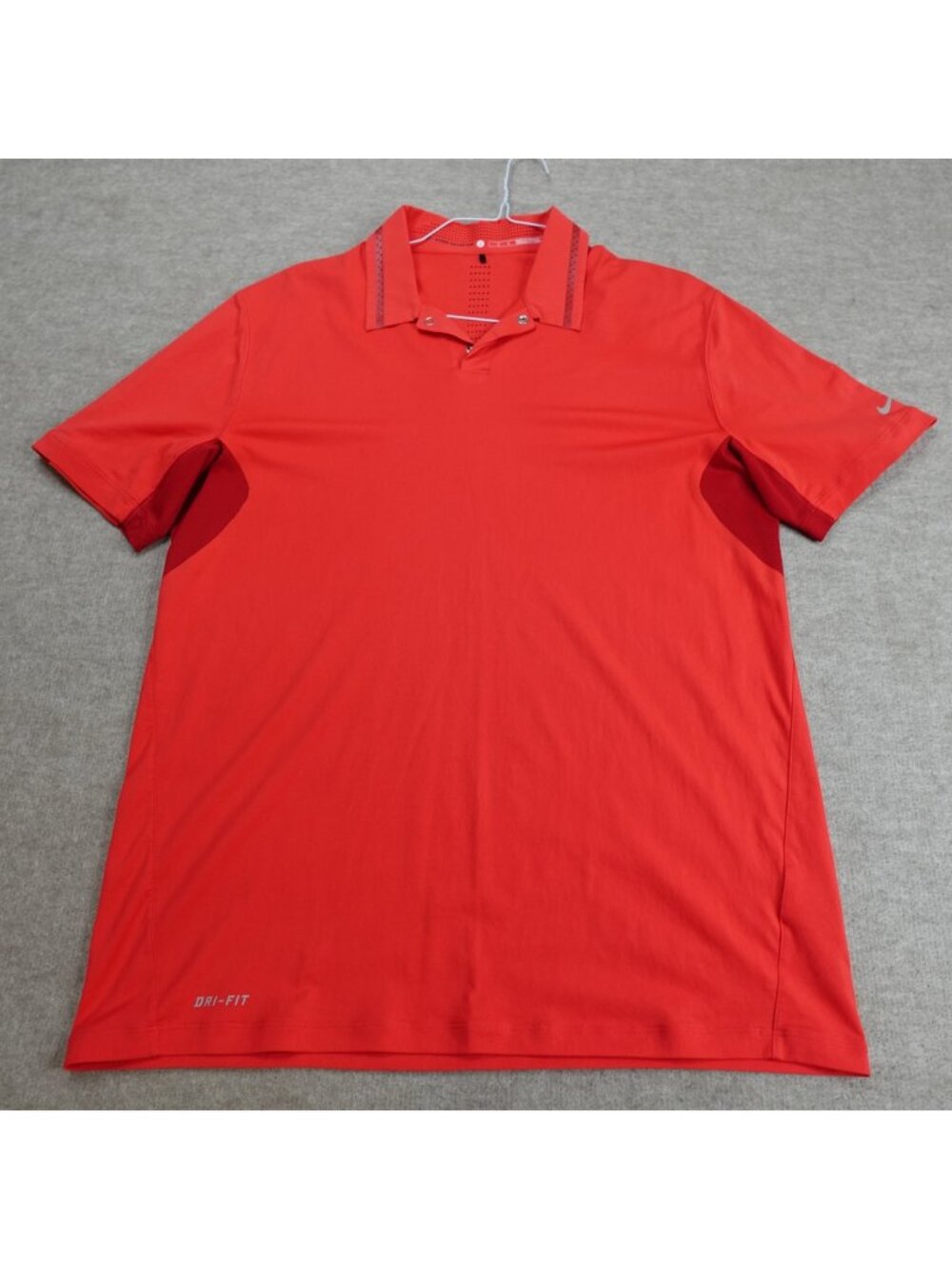 Nike Polo Shirt Large Red Solid Perforated Tiger Woods Collection